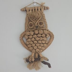 Vintage LARGE 70'S Macramé Owl Wall Hanging